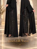 Black Sparkling Lace Panel Abaya